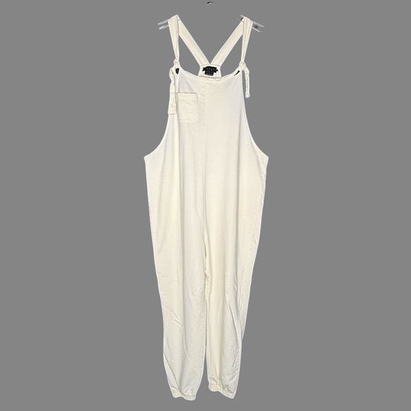 Hatch Pants - Hatch S Zadie Maternity Jumpsuit Overalls Cream Ivory Bump Friendly 100% Cotton